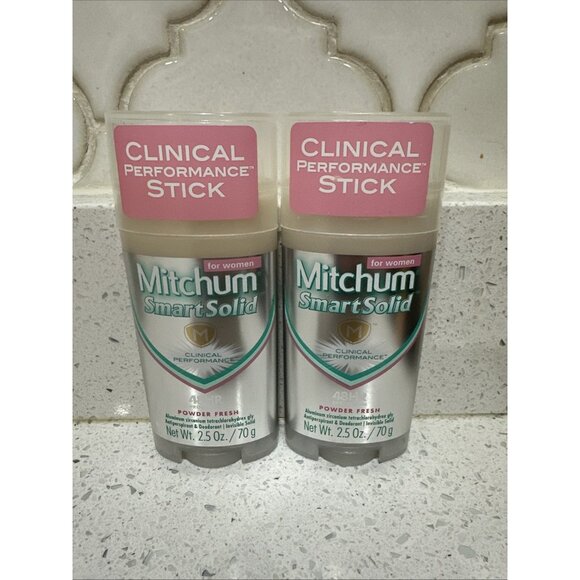 Mitchum Other - 2x Mitchum  Smart Solid Clinical Stick  Powder  Fresh Antiperspirant Deodorant